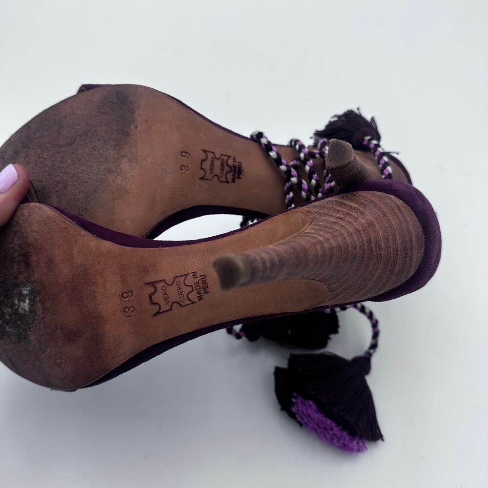 ULLA JOHNSON Suede Tassel Lace-Up Heeled Sandals | EU 39 size 8 - Picture 5 of 6